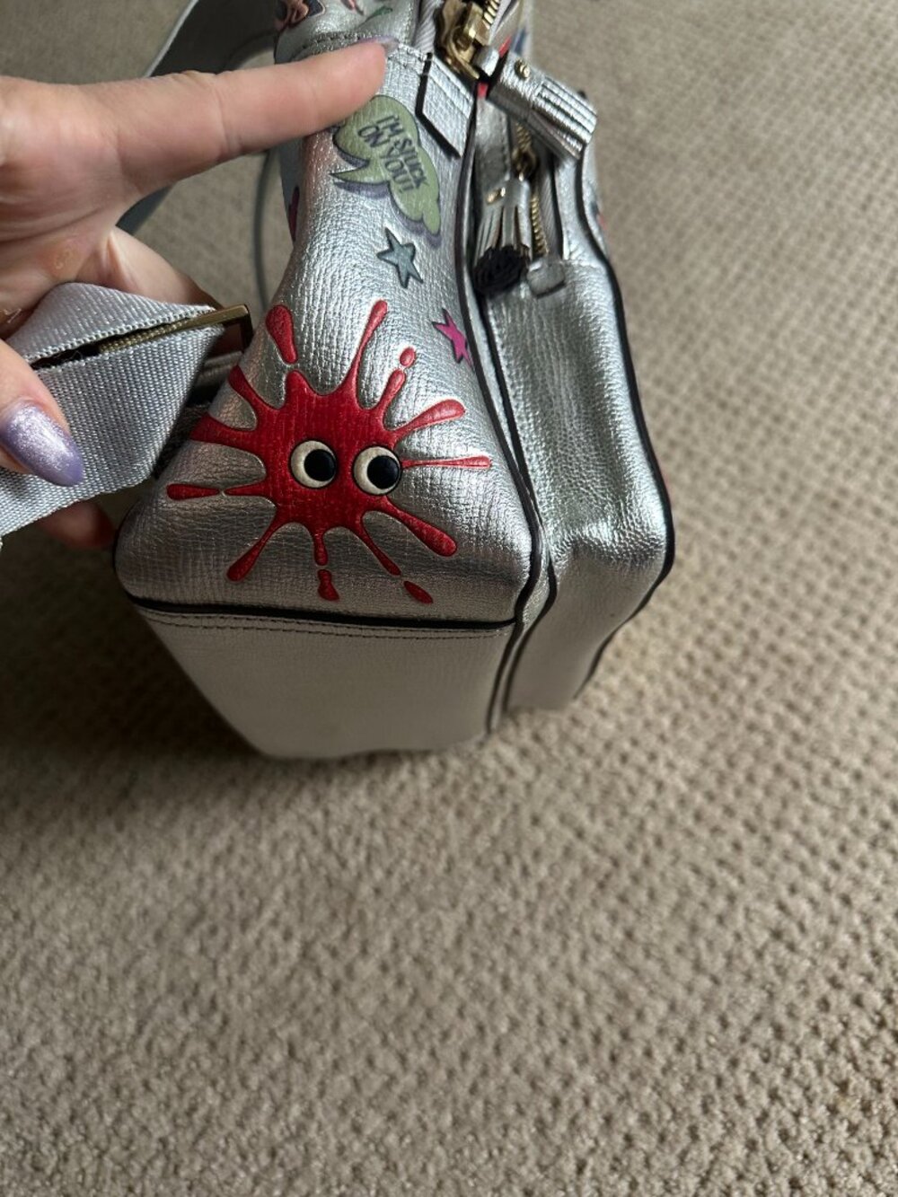 Anya Hindmarch Silver Sticker Backpack Eyes Patch Leather - Picture 4 of 5